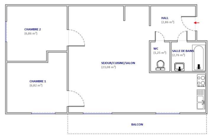 Appartements 3 Vallees, Piscine Et Sauna Orelle Bilik gambar